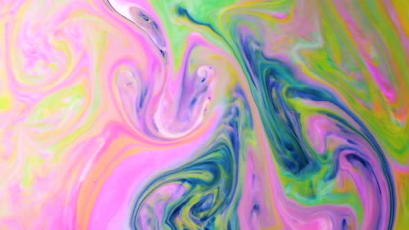 Abstract Psychedelic Background. Black Ink Mixed with Colorful Paints in Milk Slow Motion alt