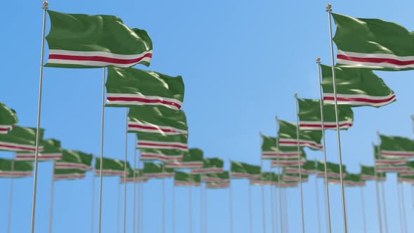 Chechen Republic Row Of National flags Walk Throw Animation alt