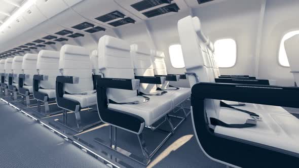 An endless walk through the airplane's economy class corridor. Loopable. HD alt