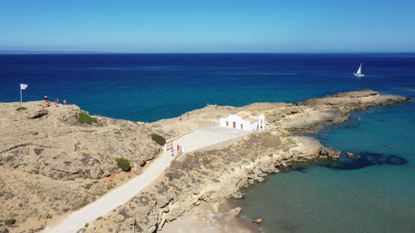 Aerial View of St Nicholas Beach and Church, Zakynthos, Greece