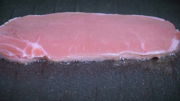 Closeup of Pork Meat Frying
