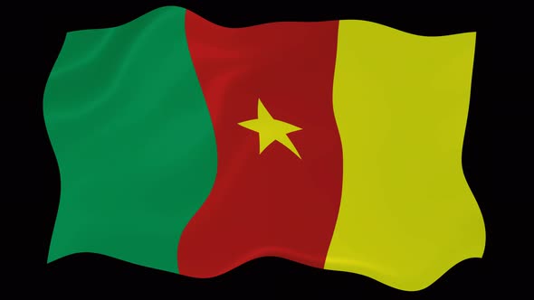 Cameroon Flag Waving Animated Black Background