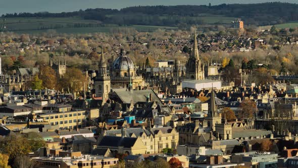 Oxford City Centre Close Up Aerial View Radcliffe Camera Autumn Season