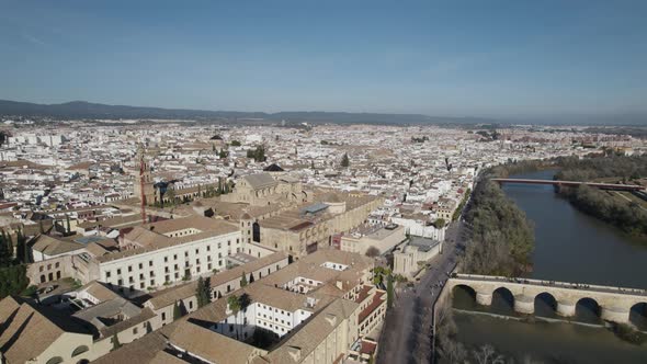 Aerial view of Mezquita (mosque-cathedral complex) in Cordoba, Spain