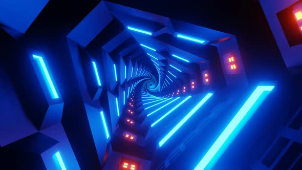 Flight in abstract twirle sci-fi tunnel seamless loop. Futuristic VJ motion graphics for music video