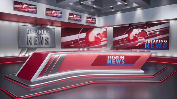 3D Rendering Virtual TV Studio News Backdrop For TV Shows alt
