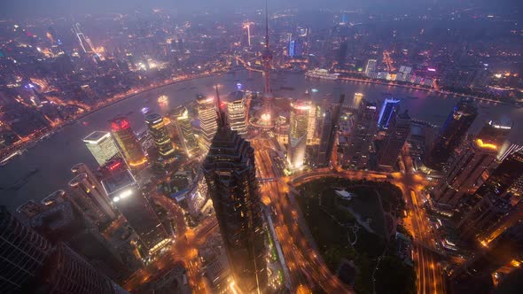 Time lapse looking down to Jin Mao tower in Shanghai China. alt