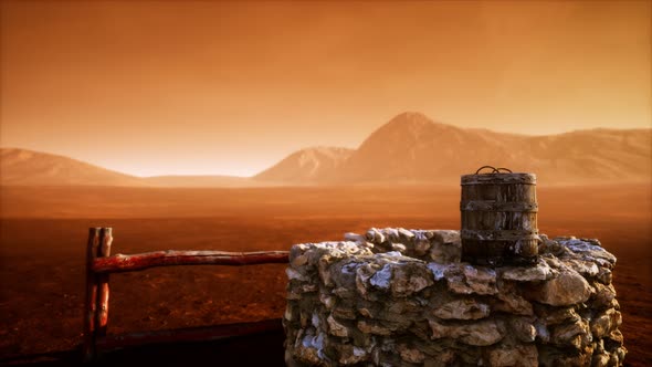 Old Stone Water Well in the Desert alt
