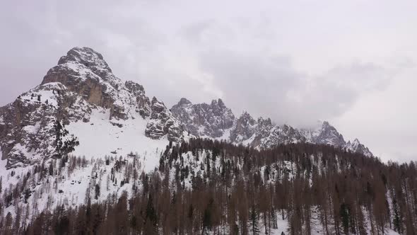 Cadini Di Misurina Mountains on Cloudy Winter Day alt
