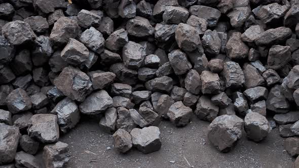 Pile of brown coal for heating