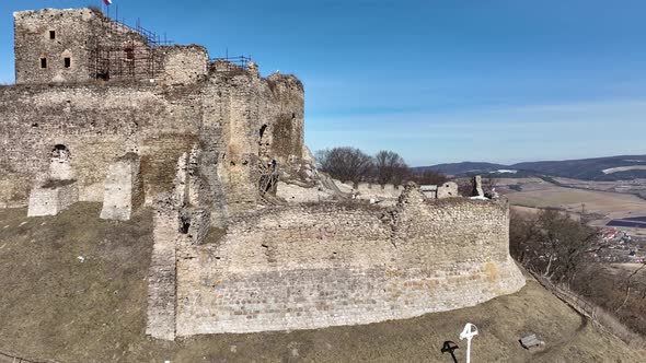 Aerial view of the castle in the village of Kapusany in Slovakia