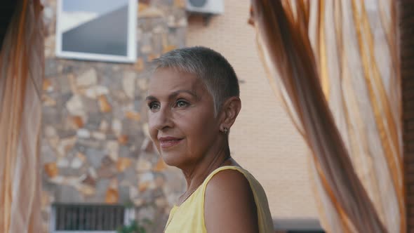 Woman with Short Hair Close Up