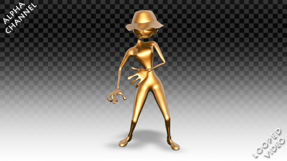 3D Gold Woman - Cartoon Rock-n-Roll Dance alt