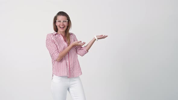 Woman Laughing and Gesturing