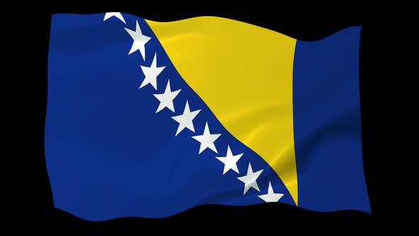 Bosnia And Herzegovina Flag Waving Animated Black Background