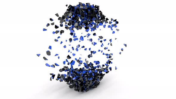 Black Explosion Destruction Futuristic Object on White alt