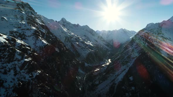 Alpine Mountains And Valley Aerial View