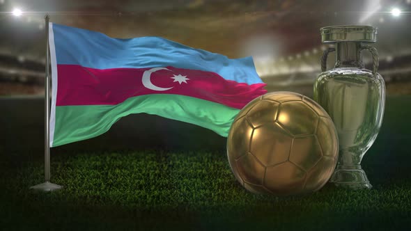 Azerbaijan Flag With Football And Cup Background Loop 4K alt