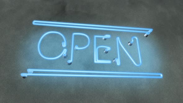 Neon Sign Open in Cafe Bar Restaurant, Working Evening Night Local Pub Wall  alt