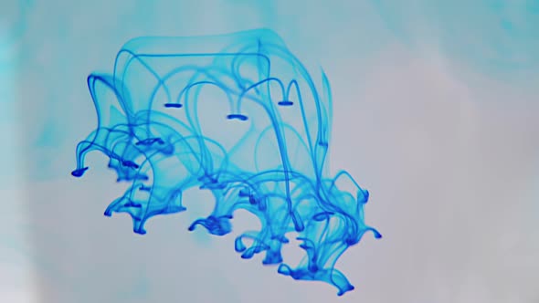 Cinematic Macro Paint Blue Whater Macro Video Shot of White Dye Paint Mixing in Water Liquids alt