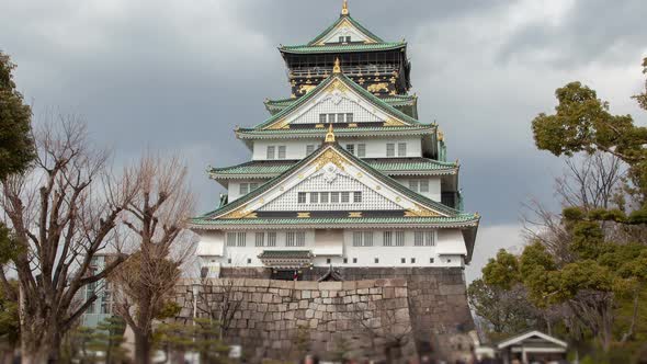 Osaka Famous Medieval Castle Sightseers Timelapse, Stock Footage ...