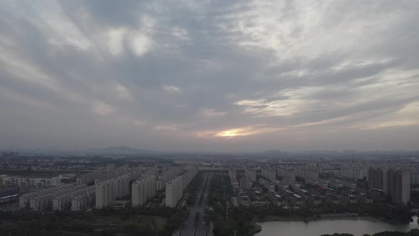 Aerial Photography In The City At Sunset 05