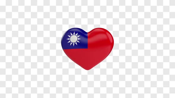 Taiwan Flag on a Rotating 3D Heart alt