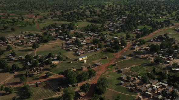Africa Mali Vast Field And Village Aerial View 9