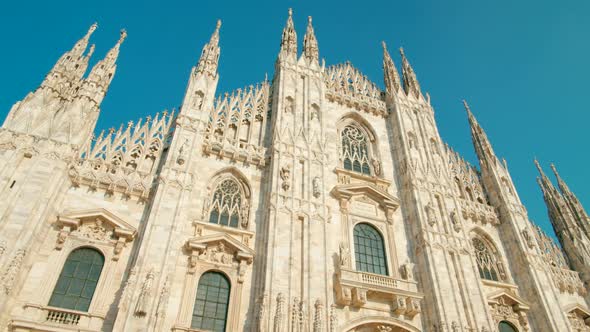 Establishing Shot of Milan Cathedral Lombardy Italy