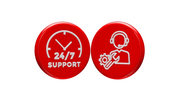 Red Technical Support 3D Icon Seamless Rotated alt