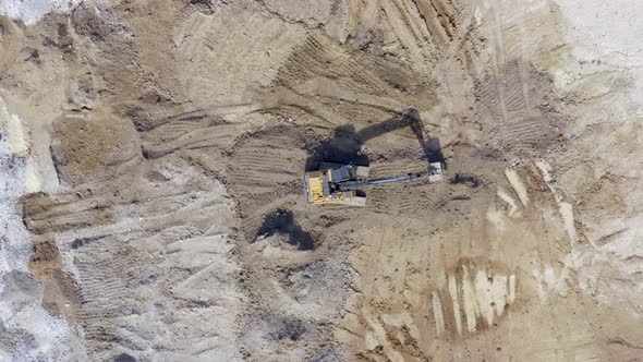 Groundworks Digger Moving Earth During Construction alt