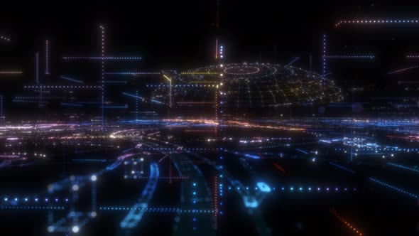 Abstract Hologram 3D Smart City