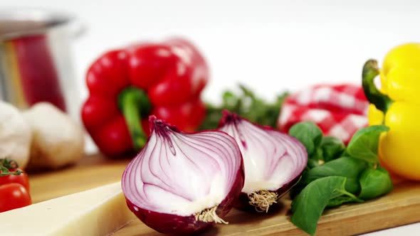 Raw spaghetti with ingredients alt