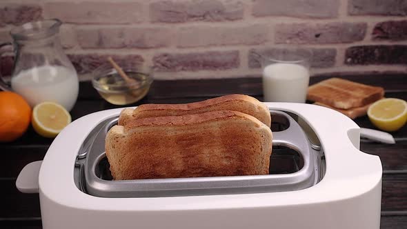 Slices of Toast Coming Out of the Toaster