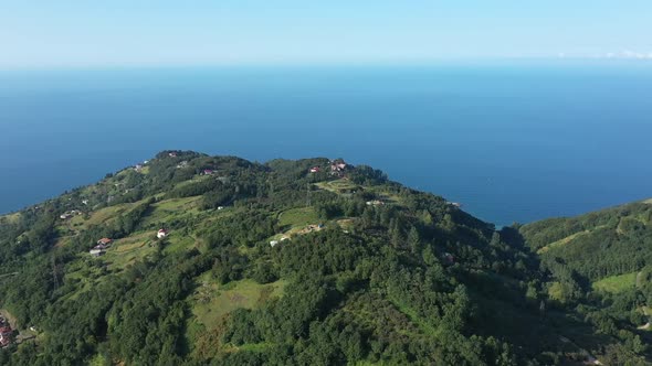 Trabzon City Green Hills And Sea Aerial View