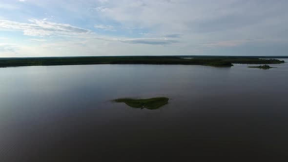 Small Island In Middle Of Lake