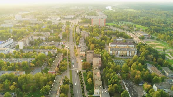 Establishing Aerial Shot of Novopolotsk in Belarus Europe