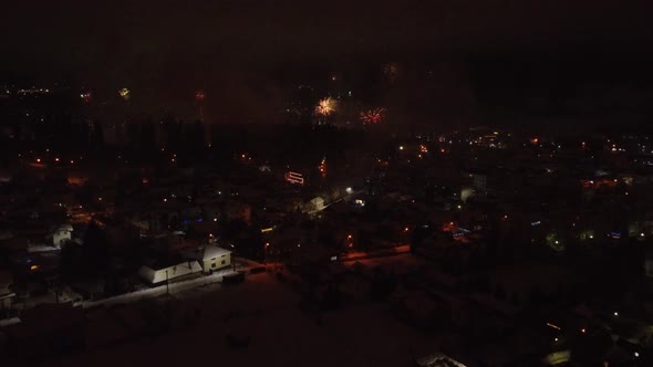 Fireworks over a city