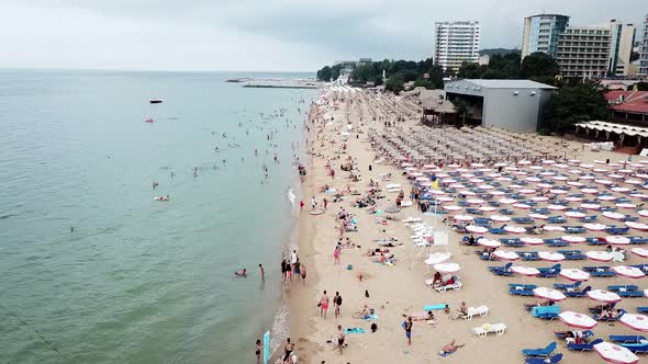 Aerial drone view of the bulgaria golden sands alt