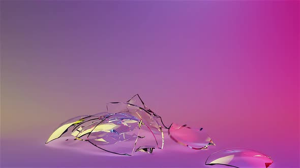 3D Render Broken Glass Ball Shatters Into Small Pieces