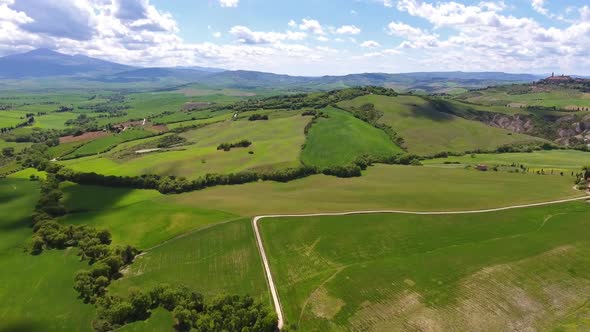Tuscany Aerial Landscape with Road and Cypresses alt
