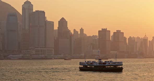 Hong Kong city at sunset alt