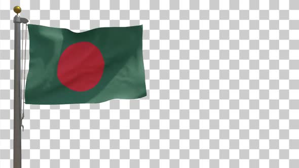 Bangladesh Flag on Flagpole with Alpha Channel alt