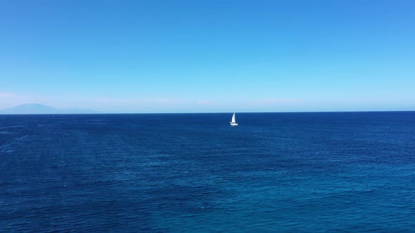 Aerial View of a Sailing Yaht, Zakynthos, Greece