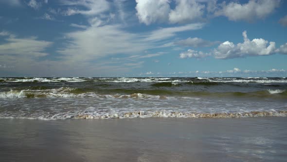 Waves in a Storm on the Baltic Beach