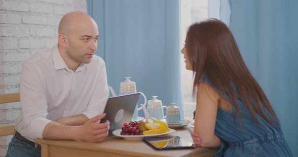 A happy family is at home Turkish family is in the house Family's conversation at the dinner table alt