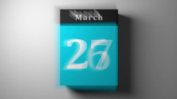 Fast Calendar Blue Scrolling Showing Every Day and Month with Flipping Pages, Timelapse V3 alt
