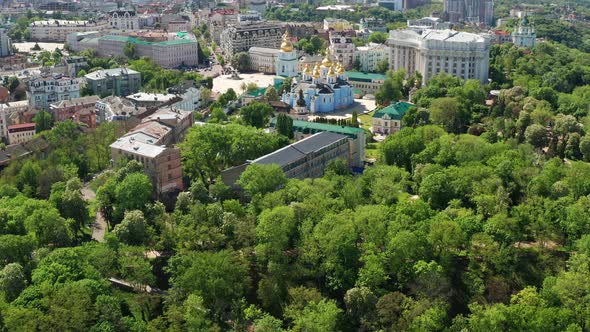 A beautiful flight in the afternoon over the St. Michael's Golden-Domed Monastery. alt