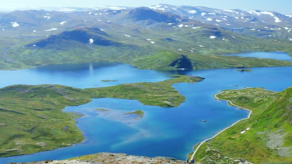 Panorama of Jotunheimen National Park in Norway, Synshorn Mountain