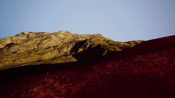 Amazing Scenery of Colored Mountain and Sky at Background in Sunset alt
